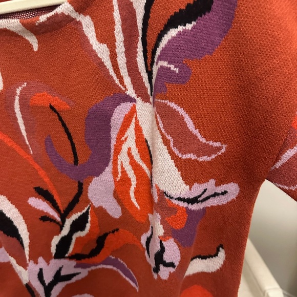 Anthropologie Maeve Boat Neck Burnt Orange and Purple Floral Sweater - Picture 3 of 6